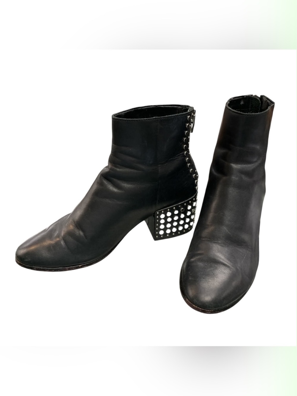 Dolce Vita Black Studded Block Heel Ankle Booties S9